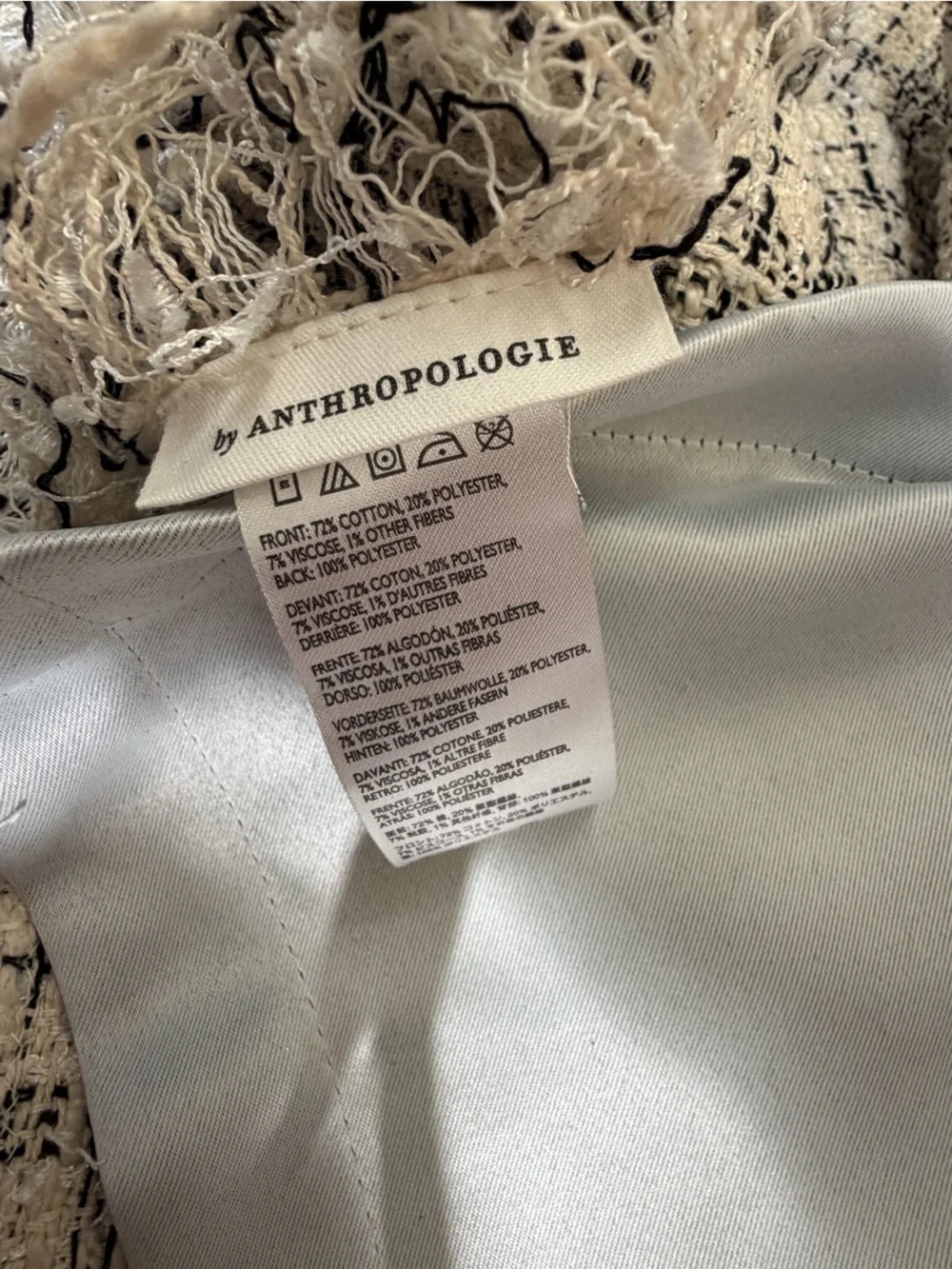 Anthropologie verity tweed cotton blackout curtain panel black white 50 x 96 in